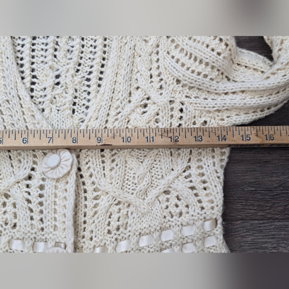 Guinevere By Anthro Open Knit Shirt Cardigan Wool Mohair Blend Size Small - Picture 11 of 11